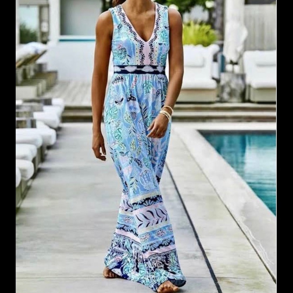 NWT Lilly Pulitzer McKinley Maxi Dress - Size 4 - Blue Peri Lapis Lanterns